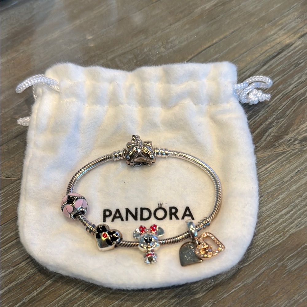 Pandora Silver Bracelet with Colorful Charms
